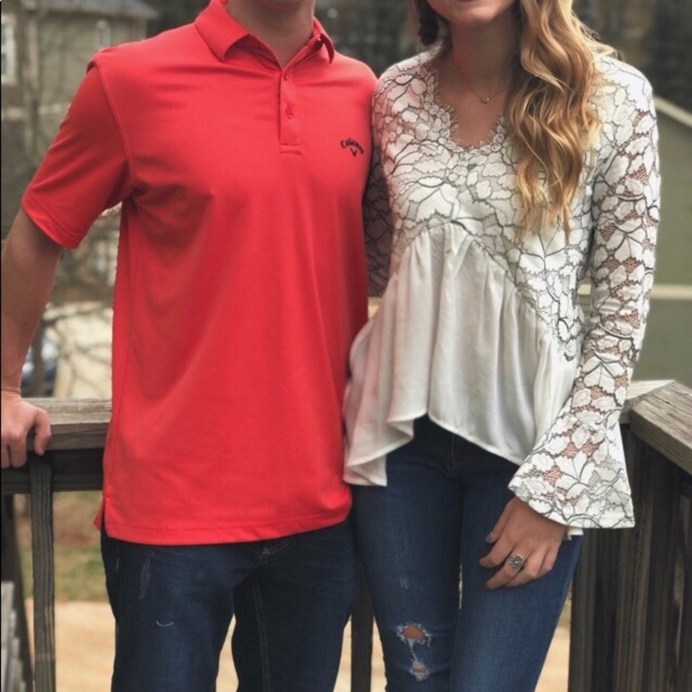 Lace peplum top